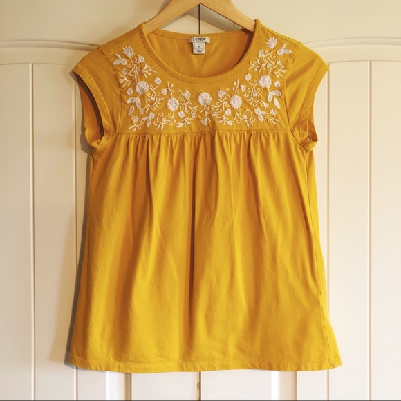 J CREW FACTORY yellow embroidered flowy top XS - Picture 2 of 6